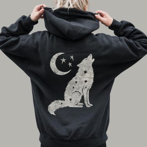 Celestial Wolf & Moon Hoodie | Mystical Wolf Sweatshirt