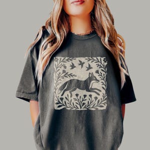 Woodland Fox Folk-Art Shirt | Linocut Style Fox Tee