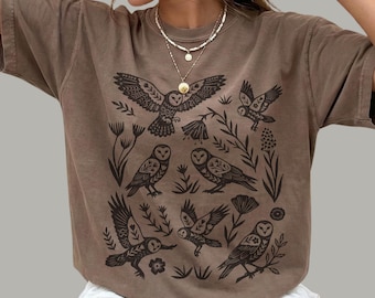 Cottagecore Floral Owl Shirt | Folk Art Tee