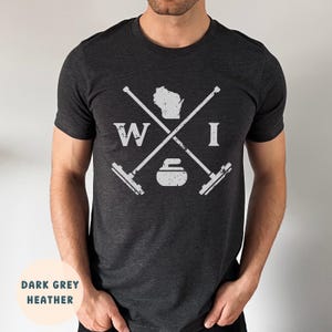 Wisconsin Crossed Curling Brooms T-shirt, Curling t shirt, Curling Club Shirt, Wisconsin Curling Shirt, Ice Curling Sport Shirt