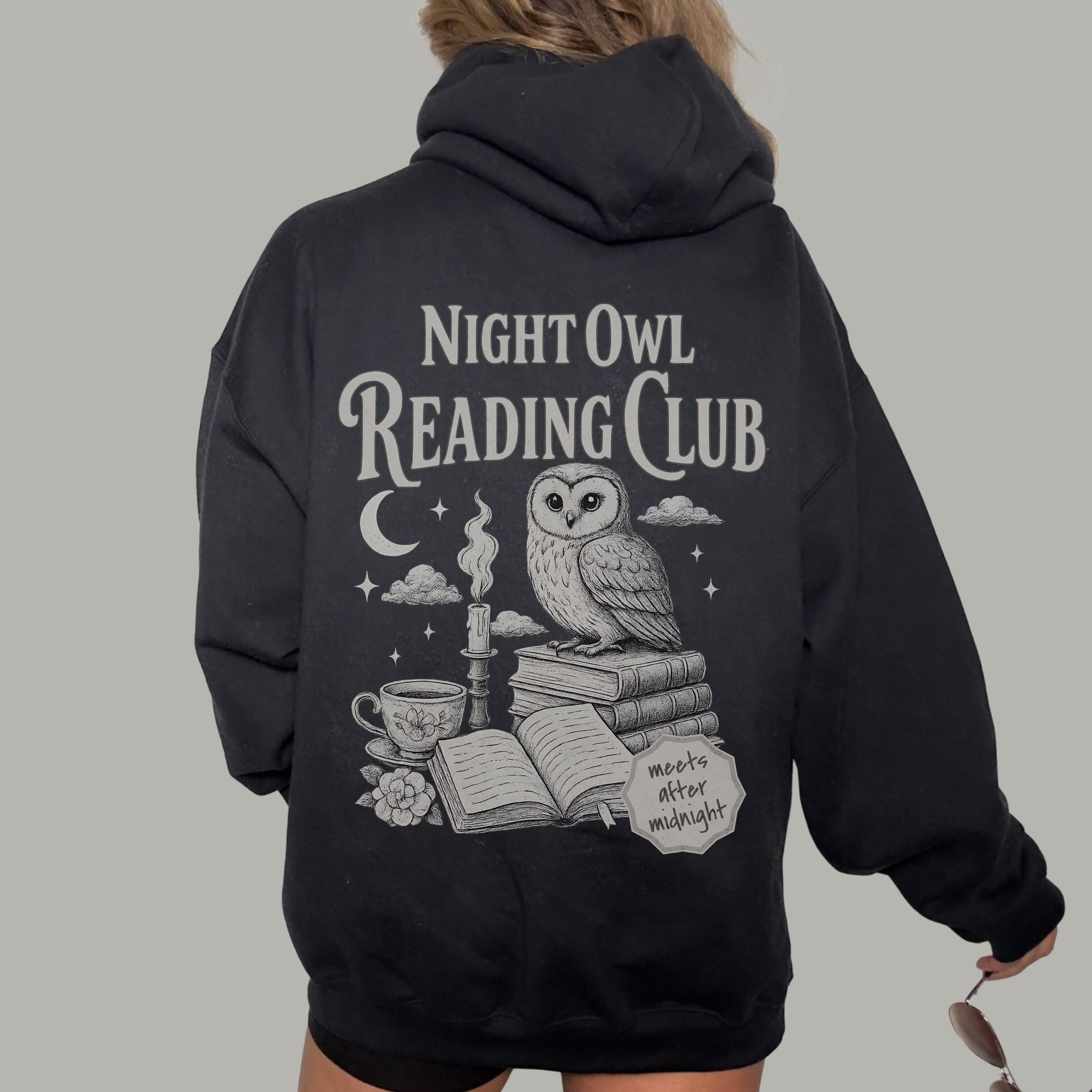 Night Owl Reading Club Hoodie | Book Lover's Hooded Sweatshirt