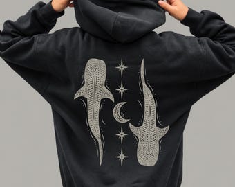 Celestial Whale Shark  Hoodie | Moon & Stars Oceancore Sweatshirt