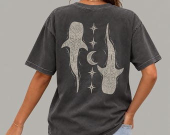 Celestial Whale Shark Tee | Moon & Stars Oceancore Shirt