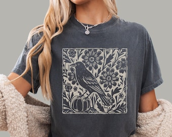 Fall Raven & Pumpkin Graphic Comfort Colors Shirt