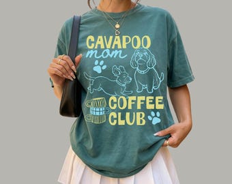 Cavapoo Mom Coffee Club Tee | Dog Mama Shirt