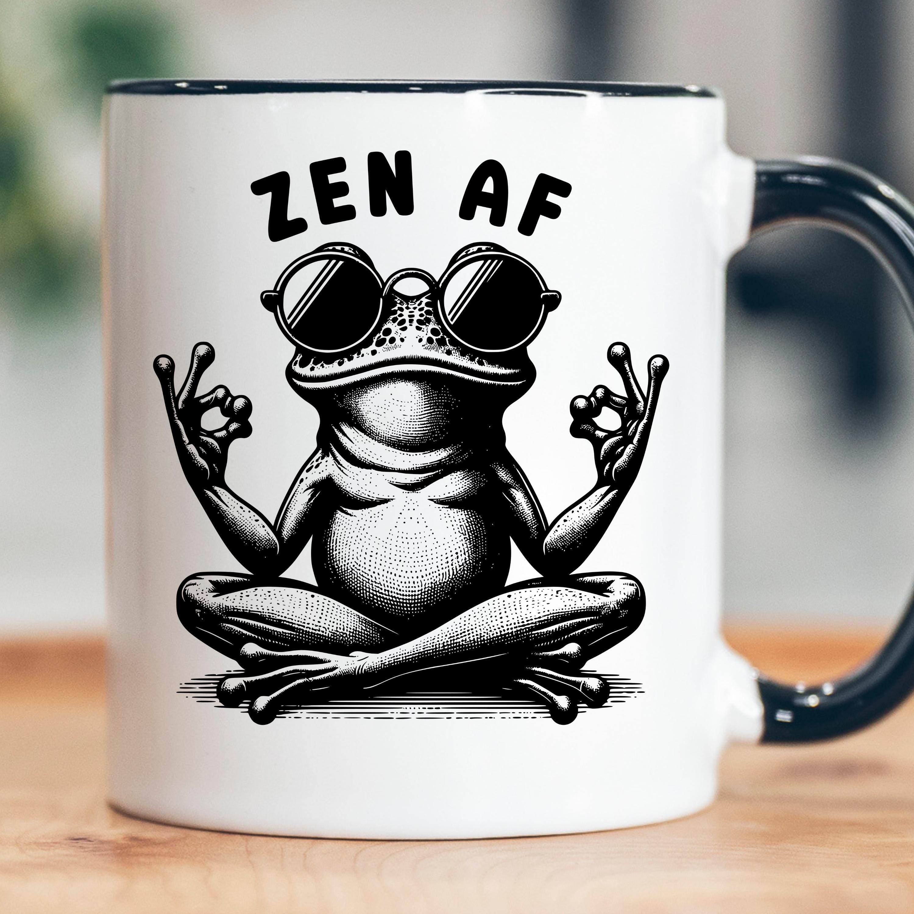Zen AF Coffee Mug, Yoga Frog Meme, Funny Yoga Mug, Gift For Yoga Lover, Sarcastic Humor, Funny Frog Mug, Funny Meditation Coffee Mug