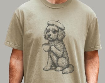 Hipster Doodle Tee | Dogs and Coffee Lover Shirt
