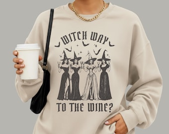 Witch Way To The Wine | Funny Halloween Wine Lover | Ghouls Night Out