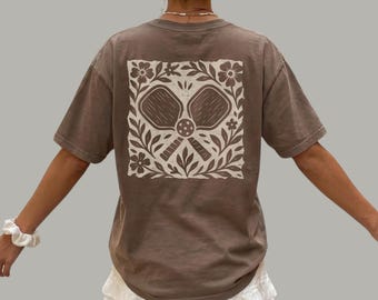 Boho Floral Pickleball Shirt | Back Print Tee