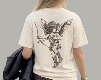 Western Cupid Comfort Colors Tee | Vintage Cowgirl Angel Shirt