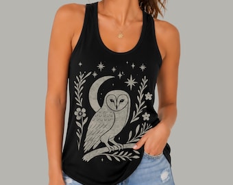 Owl And Moon Racerback Tank