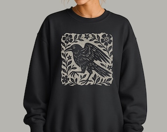 Gothic Raven Comfort Colors Lightweight Crewneck Sweatshirt