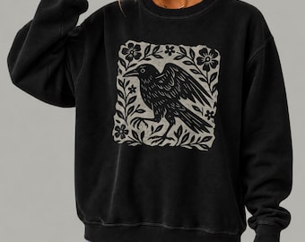 Gothic Raven Comfort Colors Lightweight Crewneck Sweatshirt