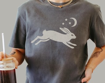 Celestial Hare Tee | Mystical Moon Rabbit Shirt