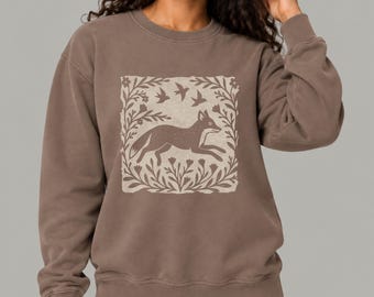 Woodland Fox Comfort Colors Lightweight Crewneck Sweatshirt