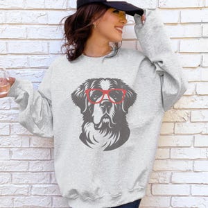 Saint Bernard Sweatshirt, St Bernard Dog Shirt, Glasses Dog Shirt Saint Bernard, Crewneck Dog Sweater, St Bernard Dog Mom, St Benard Dog Dad