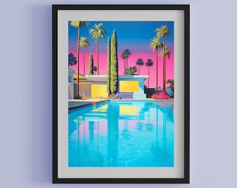 Arizona Neon Poolside - Eclectic Summer Art Print