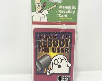 Vintage 1997 Dilbert Magnetic Greeting Card Time To Reboot The User 1990s