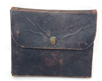 EMPTY Antique Leather Physician's Folding Wallet Case - Vintage Medical Field