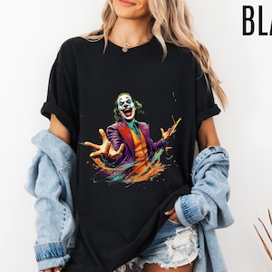 Joker Laughing T-Shirt|Psycho Clown Fan Art Tee, Bold Comic Villain Shirt, Colorful Joker Streetwear Unisex Top