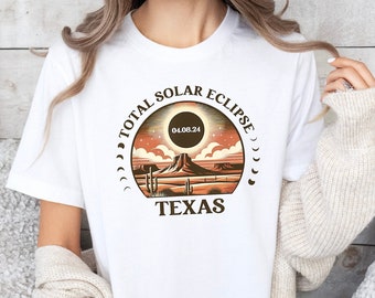 Texas Total Solar Eclipse Shirt, America Totality V-Neck Shirt, Texas April 8th 2024 Shirt, Sun Moon Totality 2024, Solar Eclipse 2024 Shirt