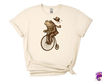 Funny Frog Riding a Bicycle Shirt, Cute Frog T-Shirt, Whimsical Animal Graphic Tee, Frog Lover Gift Sweatshirt