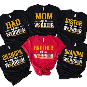 Custom Family Childhood Cancer Shirts, Mom of a Warrior T-Shirt, Auntie of a Warrior Childhood Cancer Awareness shirts, Cancer Survivor Gift