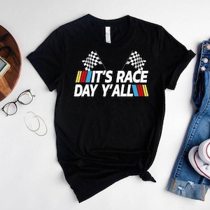 Race Day Shirt, Checkered Flag T-Shirt, Unisex Car Shirts, Nascar Fans Gift,It&#39;s Race Day Y&#39;all Shirt, Carb Day Top,Beer Shirt,Fast Cars Tee