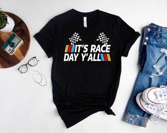 Race Day Shirt, Checkered Flag T-Shirt, Unisex Car Shirts, Nascar Fans Gift,It's Race Day Y'all Shirt, Carb Day Top,Beer Shirt,Fast Cars Tee