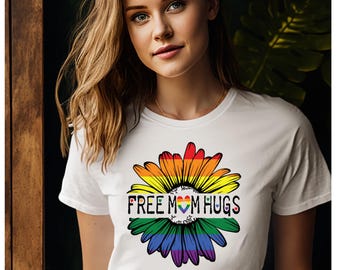 Free Mom Hugs Shirt, Rainbow Pride Tshirt, Equal Rights Shirt, LGBTQ+ Tshirt, Pride Month Tshirt