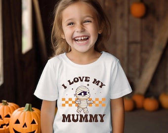 Cute Mummy Halloween Shirt, I Love My Mummy T-Shirt, Funny Family Halloween Tee, Adorable Halloween Tee for Mom or Kids,Halloween Sweatshirt