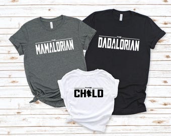 Mamalorian Dadalorian and The Child Shirt, Mother and Son Matching Tee, Mandalorian Family Shirt,The Mandolorian Tshirt,Daddy Daughter Shirt