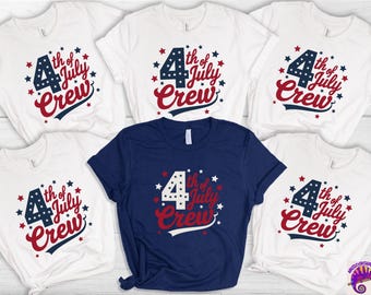4th of July Crew T-Shirt, Patriotic Family Shirt, American Flag Shirt, Independence Day Family Shirts, USA Family Matching Outfits