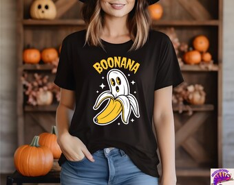 Funny Halloween Shirt, Boonana Ghost Banana Tee, Cute Pun Spooky T-Shirt