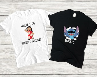 Disney Lilo and Stitch Shirts, Disney Family Matching Shirts, Funny Stitch Shirt, Mom Life Shirt, Disney Trouble Shirt, Gift for Him
