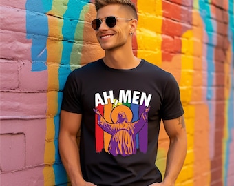 Christian Ah Men Funny Lgbt Gay Pride Shirt, Funny Jesus Shirt, Christian Shirt, Jesus Lover Gift, LGBT Shirt, Pride Parade Shirt, Queer Tee