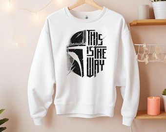 The Mandalorian Sweatshirt, This Is The Way Shirt, Mandalorian Helmet T-Shirt, Gift for Mandalorian Fan, Star Wars Fan Gift
