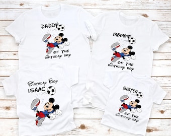 Mickey Football Birthday Shirt, Disney Soccer Matching Family Shirts, Custom Name Family Group Shirts, Birthday Boy Shirt, Mickey Soccer Tee