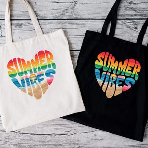Summer Vibes Tote Bag, Summer Tote Bag, Beach Vibes Canvas Tote Bag, Beach Bag, Gift Bag For Friend, Sun Sea Sand Tote Bag