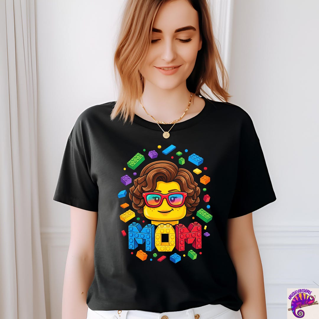Colorful Building Bricks Mom Shirt, Brick Builder V-neck Tee, Building ...