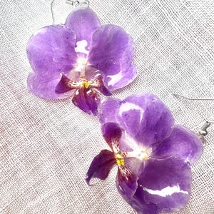 Real Orchid Dried Flower Earrings, Flower Epoxy Resin Earrings, Pressed Flower Earrings, Real Flower Earrings, Perfect Gift for Her