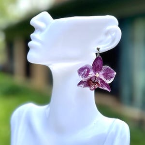 Real Orchid Dried Flower Earrings, Flower Epoxy Resin Earrings, Pressed Flower Earrings, Real Flower Earrings, Perfect Gift for Her