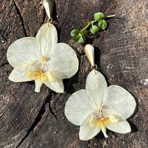 Real Orchid Dried Flower Earrings, Flower Epoxy Resin Earrings, Pressed Flower Earrings, Real Flower Earrings, Perfect Gift for Her