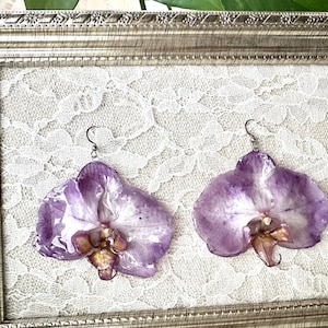 Real Orchid Dried Flower Earrings, Flower Epoxy Resin Earrings, Pressed Flower Earrings, Real Flower Earrings, Perfect Gift for Her