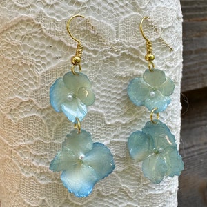 Real Hydrangea Flower Earrings, Handmade Hydrangea Flower Resin Earrings, Dired Flower Dangle Drop Earrings, Perfect Gift For Her