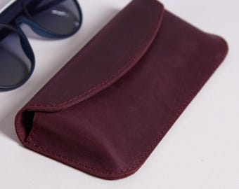 Leather Glasses Case : Handmade Sunglasses Sleeve - Minimalist Eyewear Pouch