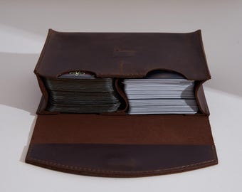 Double Tarot Deck Case. Leather Holder for Two Tarot or Oracle Decks. Handmade Mystic Card Pouch. Gift for Tarot Lovers. Fast USA Shipping