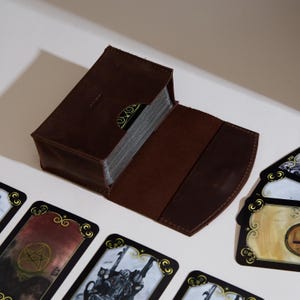 Vintage Leather Tarot Card Case: Personalized Deck Holder, Divination Tool, Spiritual Gift for Her