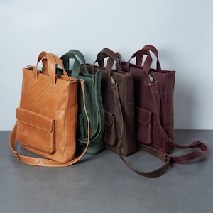 Leather Laptop Bag for Women: 12 - 14 inch Macbook Pro/Air Shoulder Bag, Adjustable Strap, in 7 Colors