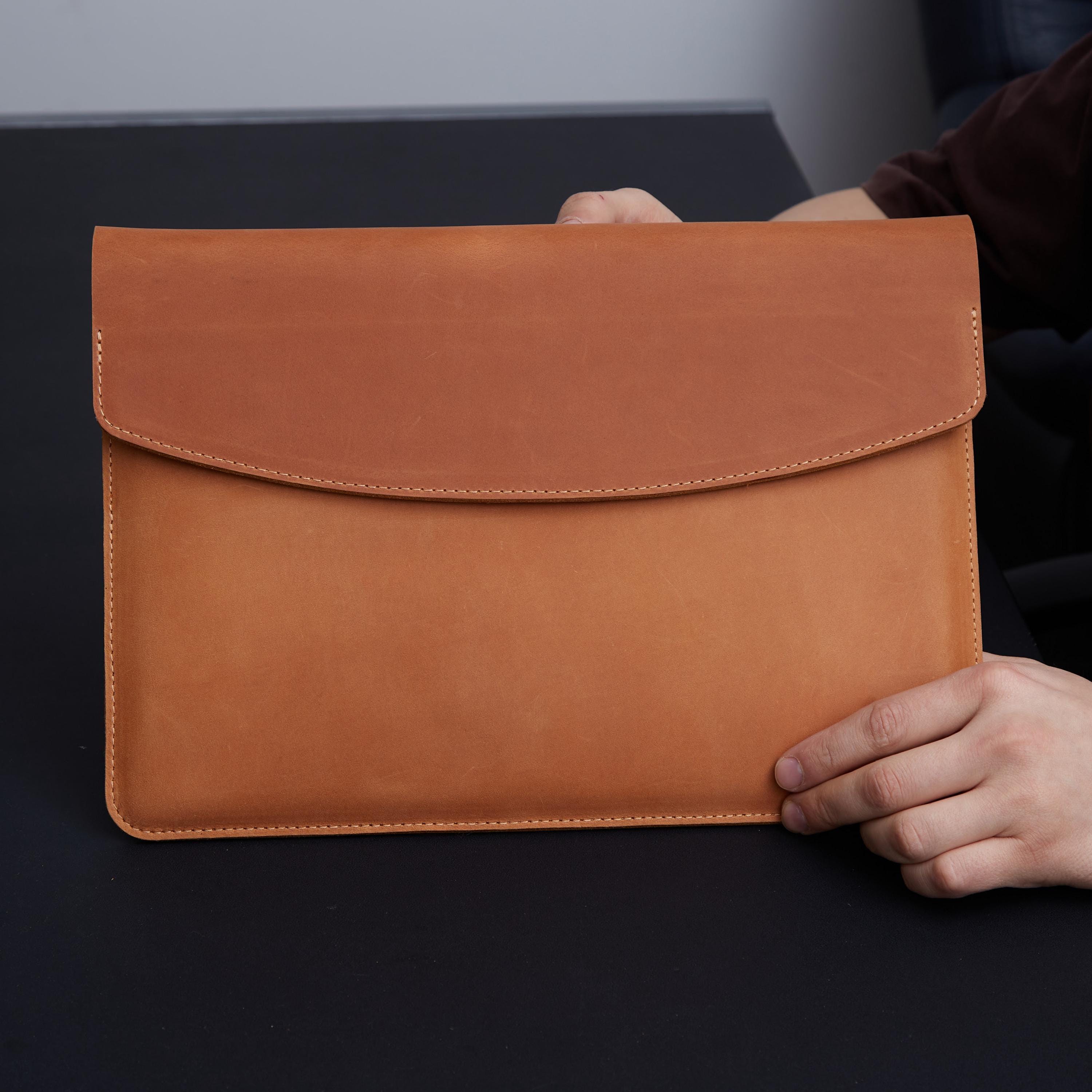 DailyObjects Snap On Envelope Sleeve For MacBook Pro 16 Inch Solid Terracotta Red Lightweight Faux Leather For Laptops Ipads Flip Top Magnetic C